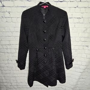 Betsey Johnson Black Quilted Trench Coat 6